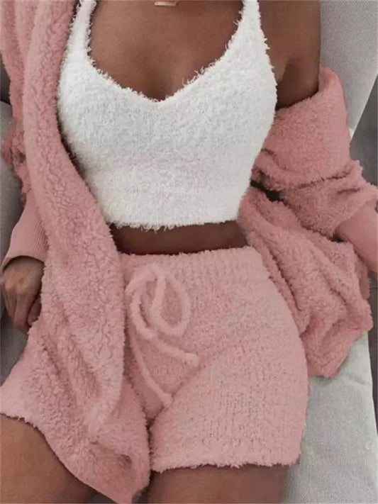 3 Piece Fluffy Outfits Sexy Pyjamas